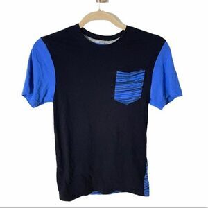 NIKE short sleeve shirt Womens black blue print small